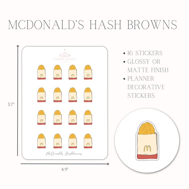 Breakfast Hashbrown Icon Planner Stickers