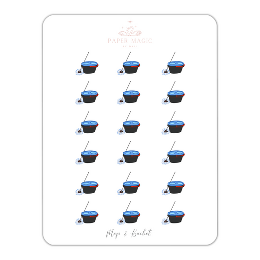 Mop & Bucket Icon Planner Stickers || Cleaning Chores Planner Stickers