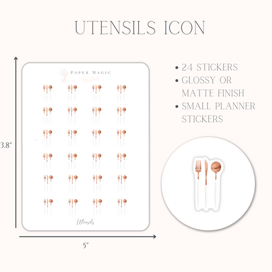 Meal Utensils Planner Icon Stickers